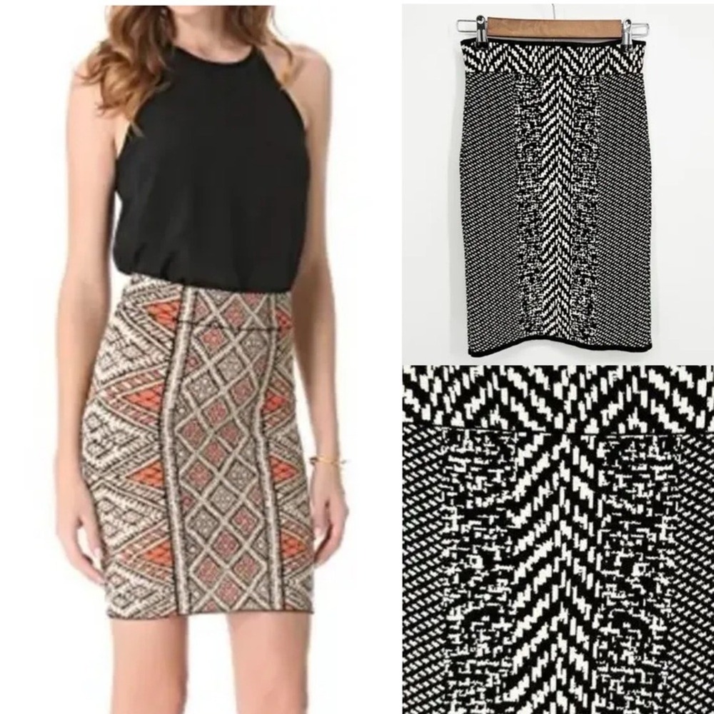 BCBG MaxAzria Bandage Skirt Boho Chic Retro Stretch Pencil